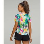 Lululemon High Neck Run and Train Tee in No Limits White Multi Sz 4 Photo 7