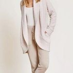 Barefoot Dreams CozyChic Open Front Chenille Shawl Cardi Seashell Womens Size L/ Photo 0