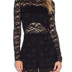 Nightcap  Dixie Long Sleeve Lace Romper Size 2 Black Partially Lined Keyhole Back Photo 0