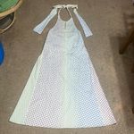 Rosie Assoulin Polka Dot Flocked Cotton Blend Poplin Halter Dress Rainbow 6 White Photo 1