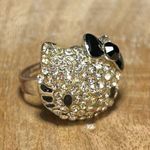 Hello Kitty  Rhinestone Black Bow Adjustable Ring Photo 1