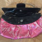 Betsey Johnson  fuchsia pink silver black patent clutch shoulder bag purse Photo 5
