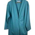 Isaac Mizrahi Elements Live! Knit Cardigan Blazer Aqua Blue Travel Office Chic Photo 0