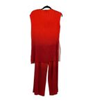 Andrea Iyamah ‎ Atti Ombre Plisse Two-Piece Set Straight-Leg Pants Top Red Small Photo 5