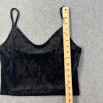 One Clothing Crushed Velvet Cropped Tank Top Size Medium Black V-Neck Photo 1