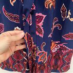 Liz Claiborne  petite Medium navy blue floral dress tie waist button front Photo 3