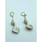 Boho Mother of Pearl Dangle Earrings Gold Tone Coastal Beach Resort Jewelry Photo 2