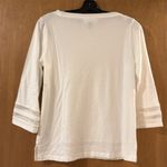 Karen Scott  White 3/4 Sleeve Blouse with Striped Details Photo 1