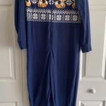 Navy One Piece Adult Pajama Suit Full Zip Size Medium Nordic Fox Comfort Blue Photo 0
