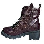 NWOT Sugar Womens Frannie Plum Crocodile Print Lace Up Combat Ankle Boots Purple Size 7.5 Photo 2