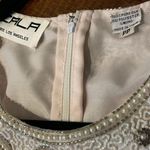 Scala  Vintage Cocktail Party Dress Pink White Silver Sequened Tassell Photo 5