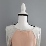Hearts Gray Pink Sheer Panel High Low Long Sleeve Top L Size L Photo 3