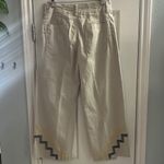 Maeve Anthropologie  Khaki Hallee Embroidered Wide Leg Cropped Pants 6 Boho Photo 4
