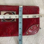 XOXO Red Wristlet Bag, small brocade fabric & vegan Leather clutch purse Photo 5