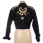 Paris Blues Vintage Y2K Denim Jean Jacket Black Gold Glitter Stars Mirrored sz M Photo 1