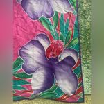 Oscar de la Renta Vintage silk pink purple floral large square head neck scarf Photo 9