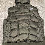 The North Face  Women's Olive Green Hooded Nuptse Vest 550 goose filled Photo 10