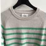 STITCHES + STRIPES Women's Striped Crewneck Sweater Size S Light Gray Green Knit Photo 1