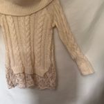 Knox Rose  Cable Knit Cowl Neck Cottagecore Womens Sweater Sz S Lace Boho Cozy Photo 3