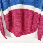 SO NEW  Kohl’s Juniors Pink Blue Striped Shirttail Hem Sweater Size Large Photo 2