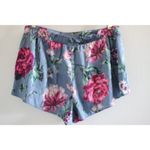 Victoria's Secret  Blue Floral Satin Shorts Slits Photo 3