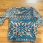 Vintage Medium Pure‎ Vermont Lambswool Blend Cardigan Sweater Floral Pattern Blue Photo 5