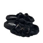 Urban Sports by J/Slides Slippers Size‎ 7 Black Faux Fur Slip On Winter Shoes Photo 3