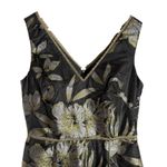 Marchesa Notte Gold Metallic Floral Print Asymmetrical Flounce Cocktail Dress 6 Photo 5