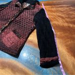 Yak Magik Burnout tapestry Black Red Jacket Large Made in Nepal Boho Silk Blend Photo 11