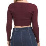 House of Harlow Long Sleeve Ribbed Knit Corset Crop Top Red Size M Photo 1