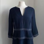 Banana Republic  Peplum Dress Womens Sz 14 Navy and White Top Stitched New Photo 1