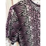 Dress Barn Womens XL Purple Black Animal Print Pleated Short Sleeve Top Shirt Photo 3