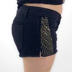 Bongo Black Low Rise Distressed Jeweled Raw Hem Cut Off Shorts Photo 3