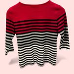 Karen Scott Cute striped cotton blend Normcore button shoulder accent pocket top Photo 2