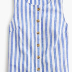 J.Crew Striped Linen Cotton Button-front Shell Tank Top Blue White NWT Size XS Photo 0