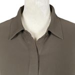 Theory silk olive green long sleeve collared button down sheer blouse women's S Photo 4