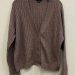 Sanctuary  brown ribbed v-neck cardigan academia sweater size large #717 Photo 0