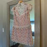 Saylor  Blush Pink White Lace High Neck Mini Dress Size Small Photo 3