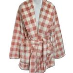 APPARIS Gingham Teddy Sherpa Coat Pink Women’s Size S/M Belted Check Jacket Size M Photo 0