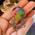 Rainbow Solar Quartz Sterling Silver Pendant Boho Pink Photo 4