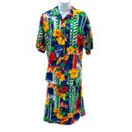 Vintage British Isles Hawaiian Set Shirt‎ & Wrap Skirt Floral Print Cotton Sz 10 Photo 1
