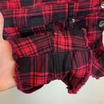 HT Denim Shortall sz XL buffalo plaid overall shorts festival summer casual goth Red Photo 6