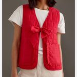 New NWT damson MADDER X Anthropologie Red Quilted reversible Vest with Bow Size 10 Photo 0