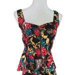 Womens Dots Floral Sleeveless Peplum Weekend Chic Top Photo 0