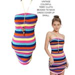 SheIn VINTAGE Y2K‎ CANDY CROCHET BEADED HALTER COVER UP DRESS SMALL  Photo 2
