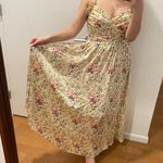 Jill Stuart Jill  Yellow Multi Ruched Floral Satin Dress Photo 0