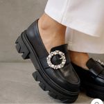 ALOHAS EUC  Leather Trailblazer Crystal Loafers Black Size 6 Photo 10