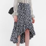 Ralph Lauren Polo  Women's Blue Floral Crêpe Wrap Skirt Photo 1