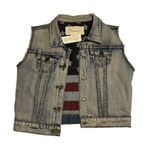 Shyanne New American Flag Print Denim Jean Vest Size XL Photo 0