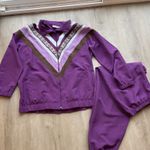 BLAIR BOUTIQUE VTG Tracksuit Sz XL Purple Floral Windbreaker Nylon Jacket Jogger Photo 5